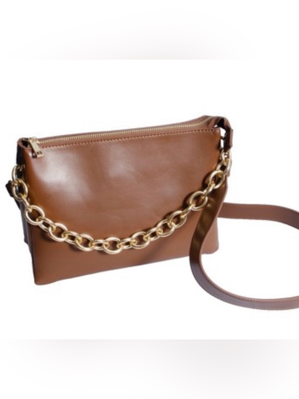 NWOT Forever 21 Chain-Accent Crossbody Bag in Brown
